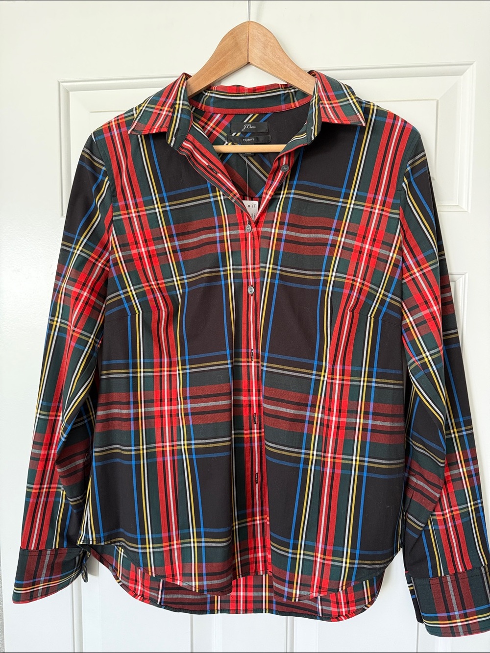 J. Crew NWT Red and Black Holiday Christmas Fall Plaid Button-Down Shirt